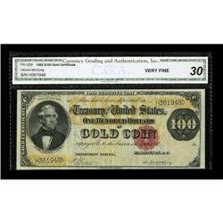 Fr. 1209 $100 1882 Gold Certificate CGA Very