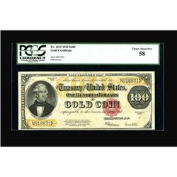Fr. 1215 $100 1922 Gold Certificate PCGS Choice