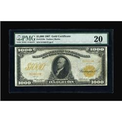 Fr. 1219e $1000 1907 Gold Certificate PMG Very