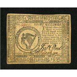Continental Currency February 17, 1776 $8 About