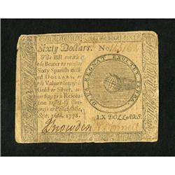 Continental Currency September 26, 1778 $60