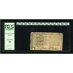 Maryland April 10, 1774 $1/2 PCGS Extremely Fine