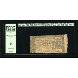 Maryland April 10, 1774 $2/3 PCGS Fine 15.