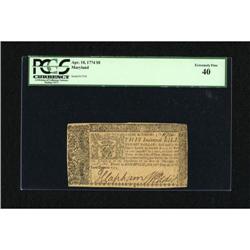 Maryland April 10, 1774 $8 PCGS Extremely Fine