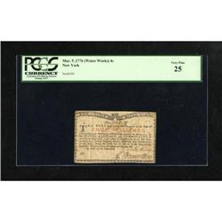 New York March 5 ,1776 (Water Works) 4s PMG Very