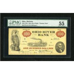 Mariette, OH- Ohio River Bank $100 June 15, 1838