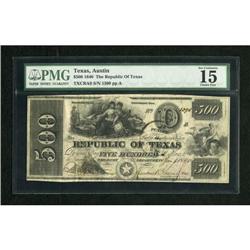 Austin, TX - Republic of Texas $500 Jan. 1, 1840