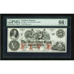 Jamaica, VT- West River Bank $5 July 1, 18__