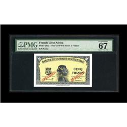 French West Africa Specimen 5 Francs 1942 Pick