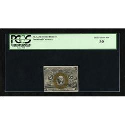 Fr. 1232 5c Second Issue PCGS Choice About New