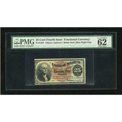 Fr. 1303 25c Fourth Issue PMG Uncirculated 62