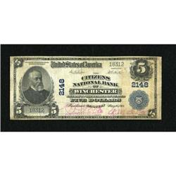 Winchester, KY - $5 1902 Plain Back Fr. 605 The