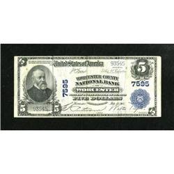 Worcester, MA - $5 1902 Plain Back Fr. 598