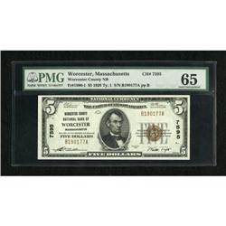 Worcester, MA - $5 1929 Ty. 1 Worcester County