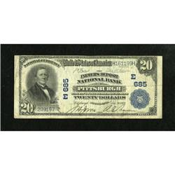 Pittsburgh, PA - $20 1902 Plain Back Fr. 650 The