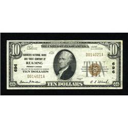 Reading, PA - $10 1929 Ty. 1 The Farmers NB Ch.