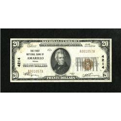 Amarillo, TX - $20 1929 Ty. 1 The First NB Ch. #
