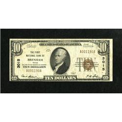 Brenham, TX - $10 1929 Ty. 1 The First NB Ch. #