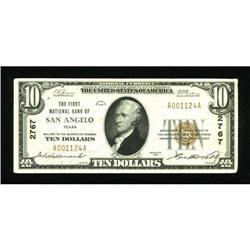 San Angelo, TX - $10 1929 Ty. 1 The First NB Ch.
