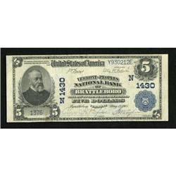 Brattleboro, VT - $5 1902 Plain Back Fr. 598