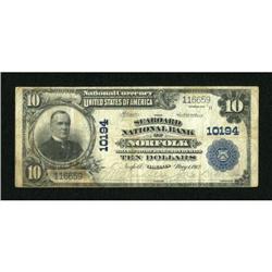 Norfolk, VA - $10 1902 Plain Back Fr. 628 The