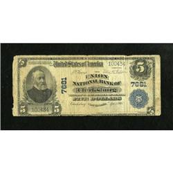 Clarksburg, WV - $5 1902 Plain Back Fr. 598 The