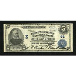 Milwaukee, WI - $5 1902 Plain Back Fr. 609 First
