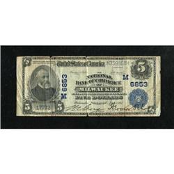 Milwaukee, WI - $5 1902 Plain Back Fr. 606 The