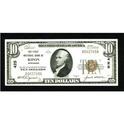 Ripon, WI - $10 1929 Ty. 1 The First NB Ch. #