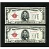 Image 1 : Fr. 1527* $5 1928B Legal Tender Star Notes. Two
