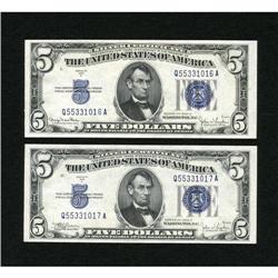 Fr. 1654/Fr. 1653 $5 1934D/1934C Silver