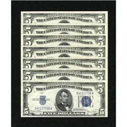 Fr. 1654 $5 1934D Silver Certificates. Seven