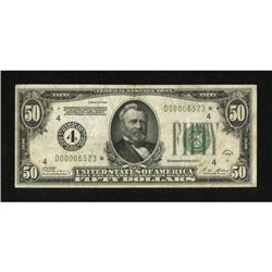Fr. 2100-D* $50 1928 Federal Reserve Star Note.