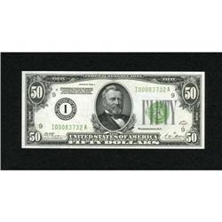 Fr. 2101-I $50 1928A Federal Reserve Note. N/A.