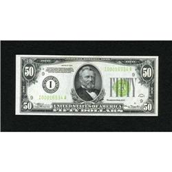 Fr. 2102-I $50 1934 Light Green Seal Federal