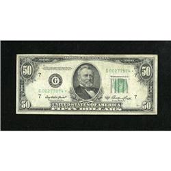 Fr. 2108-G* $50 1950A Federal Reserve Note.