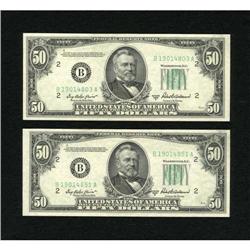 Fr. 2109-B $50 1950B Federal Reserve Notes. Two