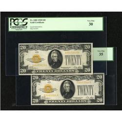 Fr. 2402 Pair of $20 1928 Gold Certificates.