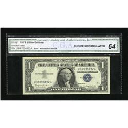 Fr. 1621 $1 1957B Silver Certificate with U37/47