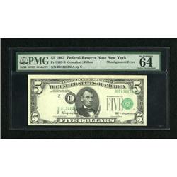 Fr. 1967-B $5 1963 Federal Reserve Note. PMG