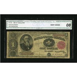 Fr. 350 $1 1891 Treasury Note CGA Very Good 08.