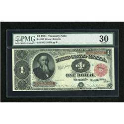 Fr. 352 $1 1891 Treasury Note PMG Very Fine 30.