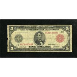Fr. 833b $5 1914 Red Seal Federal Reserve Note
