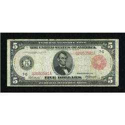 Fr. 838b $5 1914 Red Seal Federal Reserve Note