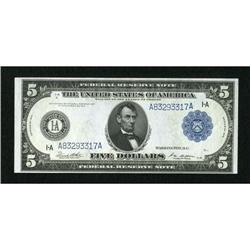 Fr. 847a $5 1914 Federal Reserve Note Choice