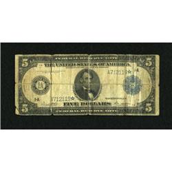Fr. 847a $5 1914 Federal Reserve Star Note Good.