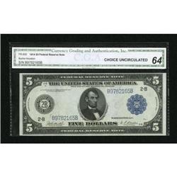 Fr. 850 $5 1914 Federal Reserve Note CGA Choice