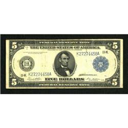 Fr. 887a $5 1914 Federal Reserve Note Fine.