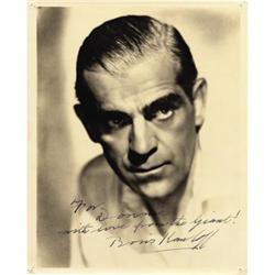 Boris Karloff Signed Photo to Donnie Dunagan