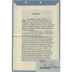 Fred Astaire Signed Agreement
